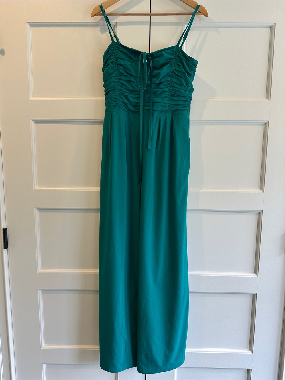 Athleta Teal Ruched Bodice Wide-Leg Jumpsuit